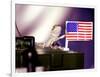 A Juvenile Bearded Dragon Places a Claw Upon an United States Flag-null-Framed Photographic Print