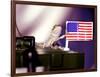 A Juvenile Bearded Dragon Places a Claw Upon an United States Flag-null-Framed Photographic Print