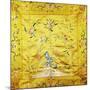 A Kang Cover of Yellow Satin, Finely Embroidered with a Peach Tree Growing from a Rocky Hill with…-null-Mounted Giclee Print