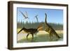 A Kaprosuchus Reptile Confronts an Agustinia Dinosaur-null-Framed Premium Giclee Print