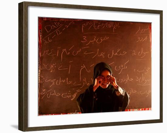 A Kashmiri Girl Sings to Her Class-null-Framed Photographic Print