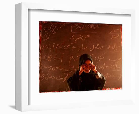 A Kashmiri Girl Sings to Her Class-null-Framed Photographic Print