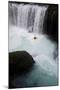 A Kayaker Beneath Spirit Falls on the Little White Salmon River in Washington-Bennett Barthelemy-Mounted Photographic Print