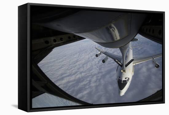 A Kc-135 Stratotanker Refuels a Nato E-3 Sentry Aircraft-null-Framed Stretched Canvas