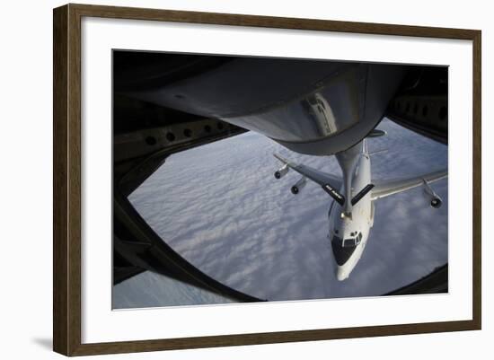 A Kc-135 Stratotanker Refuels a Nato E-3 Sentry Aircraft-null-Framed Photographic Print