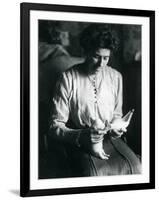 A Keeper's Wife Bottle-Feeds a Newborn Polar Bear Cub, London Zoo, C.1914-Frederick William Bond-Framed Photographic Print