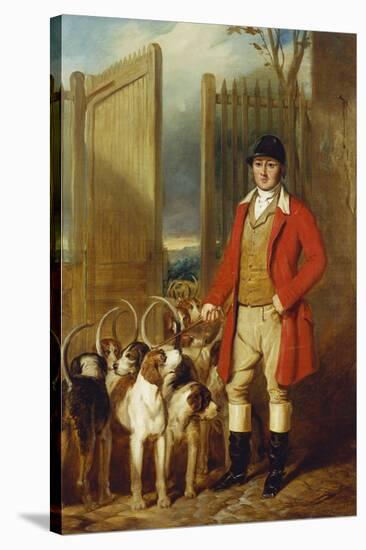 A Kennel Huntsman and Hounds Outside a Dray-Yard-George Sebright-Stretched Canvas