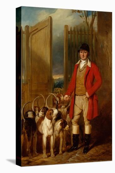 A Kennel Huntsman and Hounds outside a Dray Yard-George Sebright-Stretched Canvas