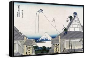 A Ketch of the Mitsui Shop in Surugstreet in Edo-Katsushika Hokusai-Framed Stretched Canvas