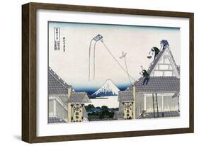 A Ketch of the Mitsui Shop in Surugstreet in Edo-Katsushika Hokusai-Framed Art Print