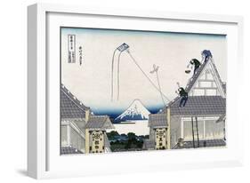 A Ketch of the Mitsui Shop in Surugstreet in Edo-Katsushika Hokusai-Framed Art Print