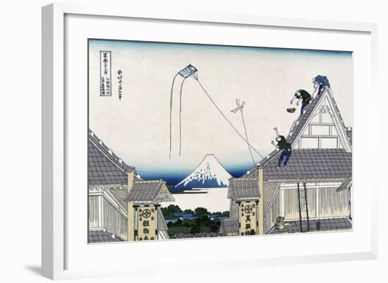 A Ketch of the Mitsui Shop in Surugstreet in Edo-Katsushika Hokusai-Framed Art Print