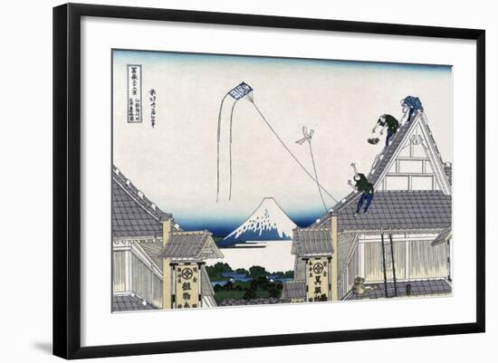 A Ketch of the Mitsui Shop in Surugstreet in Edo-Katsushika Hokusai-Framed Art Print