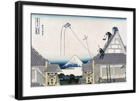 A Ketch of the Mitsui Shop in Surugstreet in Edo-Katsushika Hokusai-Framed Art Print