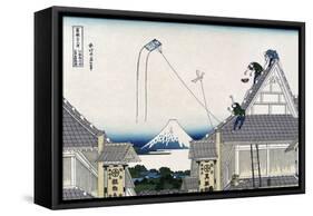 A Ketch of the Mitsui Shop in Surugstreet in Edo-Katsushika Hokusai-Framed Stretched Canvas