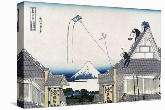 A Ketch of the Mitsui Shop in Surugstreet in Edo-Katsushika Hokusai-Stretched Canvas