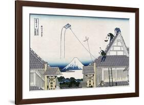 A Ketch of the Mitsui Shop in Surugstreet in Edo-Katsushika Hokusai-Framed Art Print