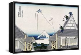 A Ketch of the Mitsui Shop in Surugstreet in Edo-Katsushika Hokusai-Framed Stretched Canvas