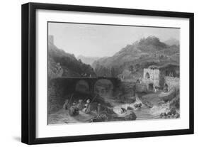 A Khan, or Inn, on the Damour, Lebanon, Between Beteddein and Beirout-William Henry Bartlett-Framed Giclee Print