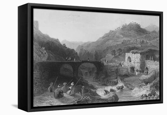 A Khan, or Inn, on the Damour, Lebanon, Between Beteddein and Beirout-William Henry Bartlett-Framed Stretched Canvas