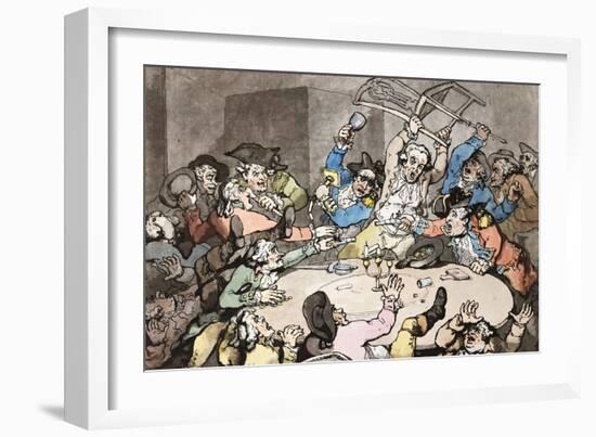 A Kick Up at a Hazard Table-Thomas Rowlandson-Framed Giclee Print