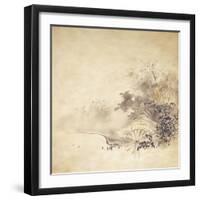 A Kinji Ground Shikishi Bako Depicting a Hut with Watermill-null-Framed Giclee Print