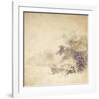 A Kinji Ground Shikishi Bako Depicting a Hut with Watermill-null-Framed Giclee Print