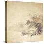 A Kinji Ground Shikishi Bako Depicting a Hut with Watermill-null-Stretched Canvas