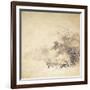 A Kinji Ground Shikishi Bako Depicting a Hut with Watermill-null-Framed Giclee Print