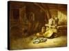 A Kitchen with Vegetables in a Wicker Basket, Pewter Plates and a Pumpkin-Willem Kalf-Stretched Canvas