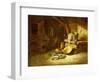 A Kitchen with Vegetables in a Wicker Basket, Pewter Plates and a Pumpkin-Willem Kalf-Framed Giclee Print