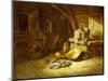 A Kitchen with Vegetables in a Wicker Basket, Pewter Plates and a Pumpkin-Willem Kalf-Mounted Giclee Print