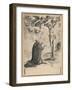 A Kneeling Friar before a Vision of Christ on the Cross, 1601-1700 (Pen and Brush and Blueish Grey-German School-Framed Giclee Print