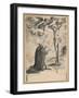 A Kneeling Friar before a Vision of Christ on the Cross, 1601-1700 (Pen and Brush and Blueish Grey-German School-Framed Giclee Print