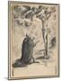 A Kneeling Friar before a Vision of Christ on the Cross, 1601-1700 (Pen and Brush and Blueish Grey-German School-Mounted Giclee Print