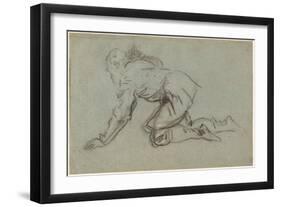 A Kneeling Man Holding a Staff, c.1554-56-Jacopo Robusti Tintoretto-Framed Giclee Print