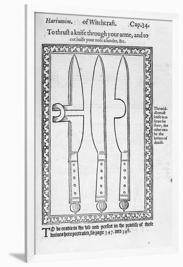 A Knife Trick (Engraving) (B/W Photo)-English-Framed Giclee Print