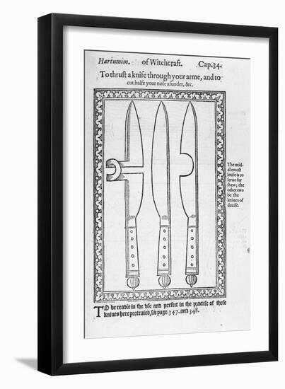 A Knife Trick (Engraving) (B/W Photo)-English-Framed Premium Giclee Print