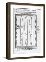 A Knife Trick (Engraving) (B/W Photo)-English-Framed Giclee Print