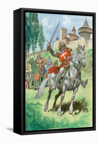 A Knight Outside a Castle-Peter Jackson-Framed Stretched Canvas