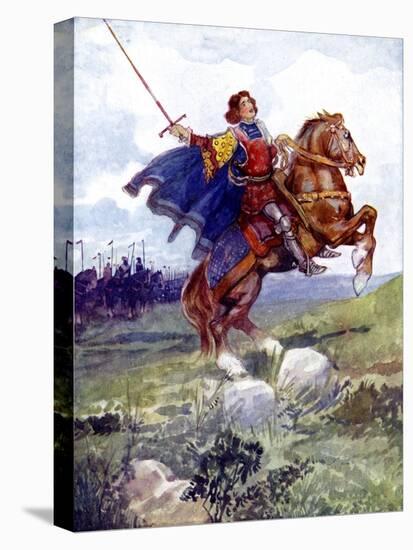 A Knight Riding a Rearing Horse-null-Stretched Canvas