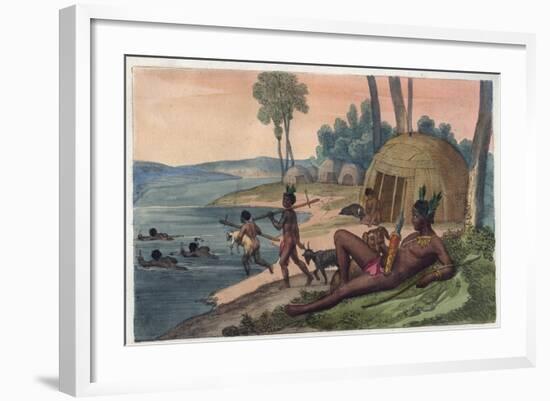 A Korah Hottentot Village on the Left Bank of the Orange River-Stefano Bianchetti-Framed Giclee Print