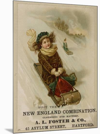 A. L. Foster & Co., A Girl on a Toboggan Sledding Down Hill, National Museum of American History-null-Mounted Art Print