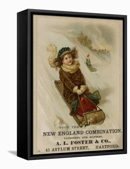 A. L. Foster & Co., A Girl on a Toboggan Sledding Down Hill, National Museum of American History-null-Framed Stretched Canvas