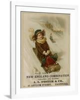 A. L. Foster & Co., A Girl on a Toboggan Sledding Down Hill, National Museum of American History-null-Framed Art Print