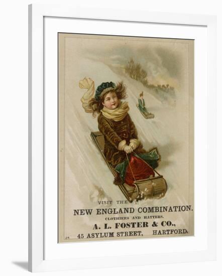 A. L. Foster & Co., A Girl on a Toboggan Sledding Down Hill, National Museum of American History-null-Framed Art Print