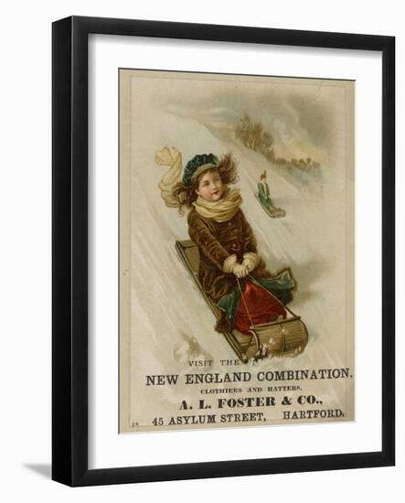 A. L. Foster & Co., A Girl on a Toboggan Sledding Down Hill, National Museum of American History-null-Framed Art Print