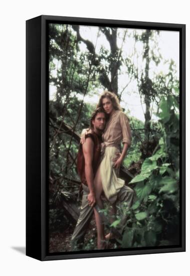 A la poursuite du diamant vert Romancing the stone by Robert Zemeckis with Michael Douglas and Kath-null-Framed Stretched Canvas