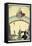 Ã€ La Promenade A man and woman on a bridge Pierrot, below-Georges Barbier-Framed Stretched Canvas
