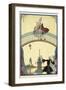 Ã€ La Promenade A man and woman on a bridge Pierrot, below-Georges Barbier-Framed Giclee Print